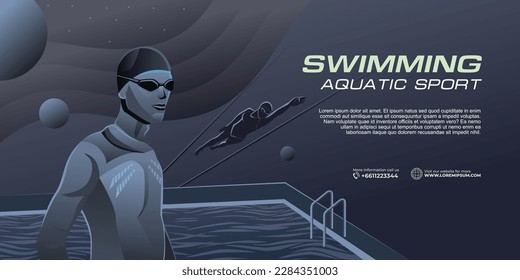 Swimming Sport Illustration Vector. Swimming Background for banner, poster, and flyer