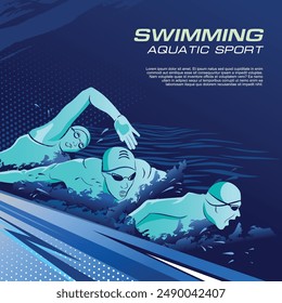 Swimming Sport Illustration Vector. Swimming Background for banner, poster, and flyer