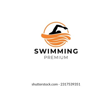 Swimming Sport Label logo design inspiration