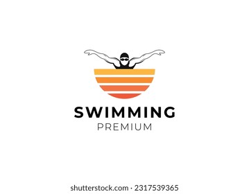 Swimming Sport Label logo design inspiration