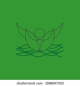 swimming sport logo with green background. illustration eps.8