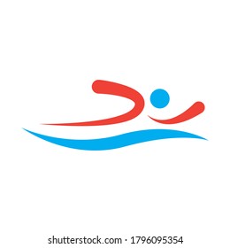 Swimming sport logo illustration design. Silhouette symbol. vector