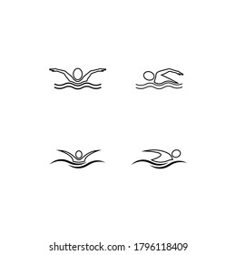 Swimming sport logo illustration vectors