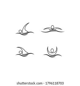 Swimming sport logo illustration vectors