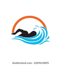 Swimming sport logo ilustration vector design template