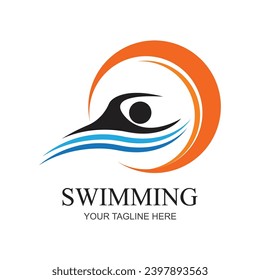 Swimming sport logo ilustration vector design template