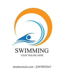 Swimming sport logo ilustration vector design template