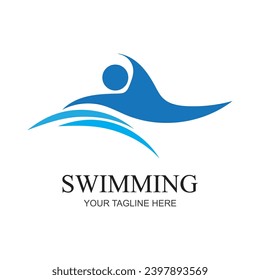 Swimming sport logo ilustration vector design template