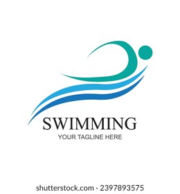Swimming sport logo ilustration vector design template