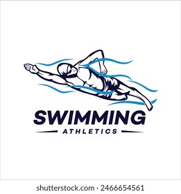 diseño de ilustración de Plantilla de Vector con logotipo deportivo de natación