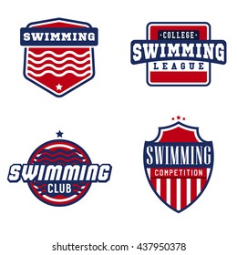 Swimming sport logos for competitions, tournaments, clubs, leagues. Vector illustration.