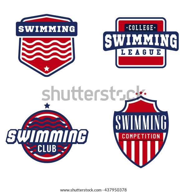 Swimming sport logos for competitions,\
tournaments, clubs, leagues. Vector\
illustration.