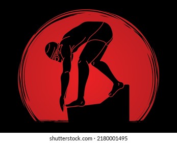 Natation Sport A Masculin Action Caricature Graphique Image Vectorielle
