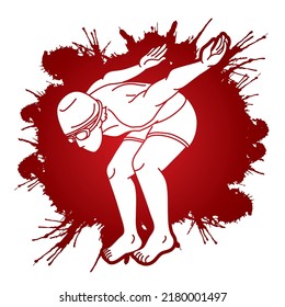 Natation Sport A Masculin Action Caricature Graphique Image Vectorielle