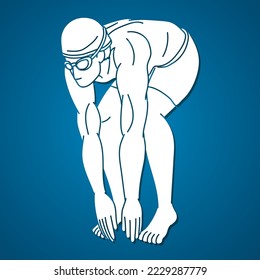 Natación Deporte Un Vector Gráfico De Silueta De Acción De Natación Masculino