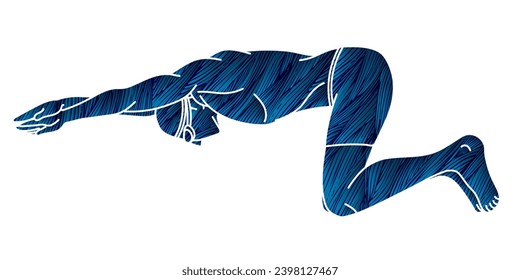 Swimming Sport A Male Swimmer Action Cartoon Graphic Vector