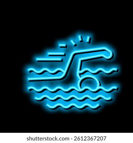 swimming sport neon light sign vector. swimming sport illustration