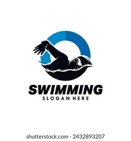 swimming sport silhouette logo design