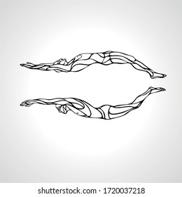 Swimming Sport Silhouette. Swimmers Vector Illustration Eps10