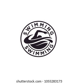 Swimming Sport Stamp Sticker Emblem Label logo design inspiration