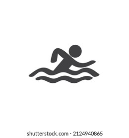 Swimming sport vector icon. filled flat sign for mobile concept and web design. Swimmer athlete glyph icon. Symbol, logo illustration. Vector graphics