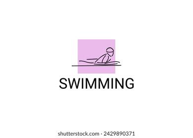 swimming sport vector line icon. An athlete is taking part in a swimming competition, sport pictogram, vector illustration.
