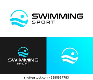 Swimming sport water health competition hobby logo design.