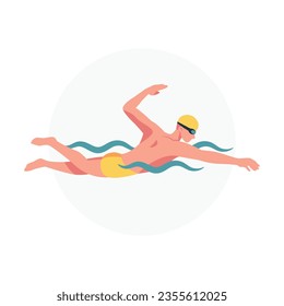 Swimming Sports Player Vector Illustration Freestyle Swimming Athlete