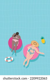 Swimming Sports Women Characters Flat Minimalistic Illustration