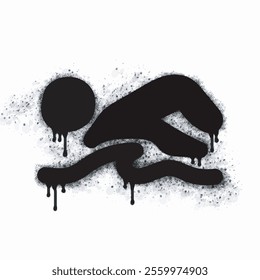 Swimming spray icon isolated on white background. Swimming graffiti icon sprayed in black on white background. Vector illustration.