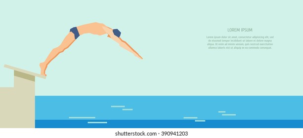 swimming start. vector illustration