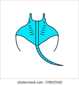 Swimming Stingray symbol simple flat icon on background
