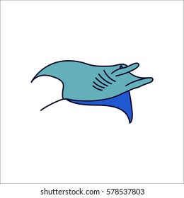 Swimming Stingray symbol simple flat icon on background