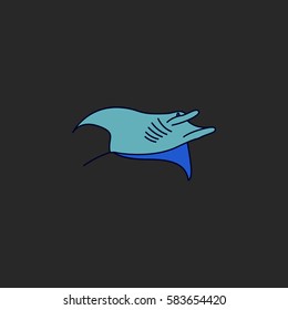 Swimming Stingray symbol simple flat icon on background