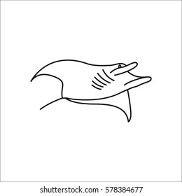 Swimming Stingray symbol simple line icon on background