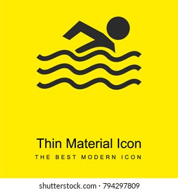 Swimming student on sports class bright yellow material minimal icon or logo design
