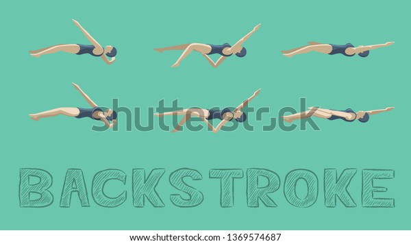 Swimming Style Backstroke Motion Sequence Woman\
Animation Set