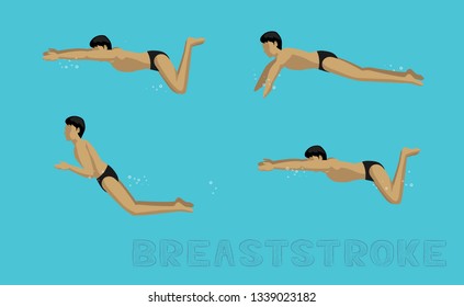 Swimming Style Breaststroke Motion Sequence Man Animation Set