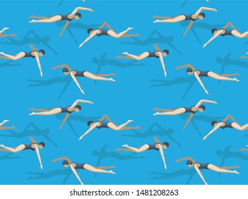 Swimming Style Freestyle Motion Background Seamless Pattern Wallpaper