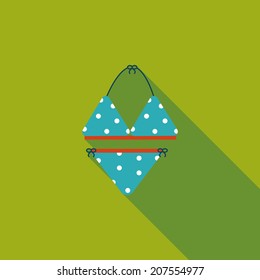 Swimming suit flat icon with long shadow