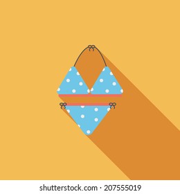 Swimming suit flat icon with long shadow