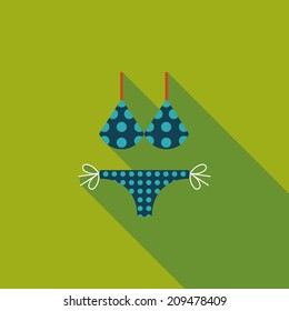 Swimming suit flat icon with long shadow