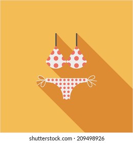Swimming suit flat icon with long shadow