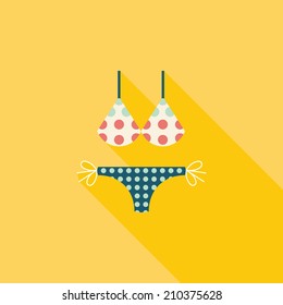 Swimming suit flat icon with long shadow