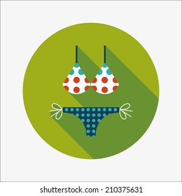 Swimming suit flat icon with long shadow