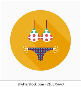 Swimming suit flat icon with long shadow