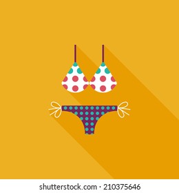 Swimming suit flat icon with long shadow