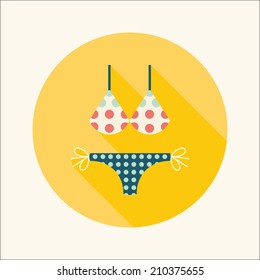 Swimming suit flat icon with long shadow