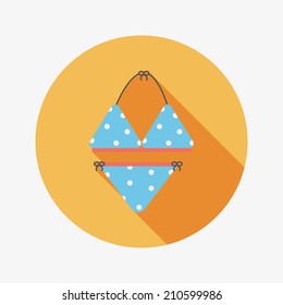 Swimming suit flat icon with long shadow
