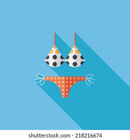 Swimming suit flat icon with long shadow